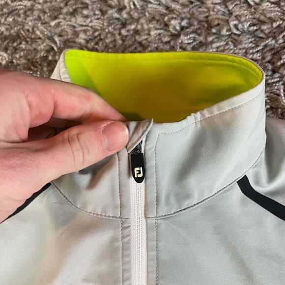 Footjoy Quarter Zip Sweater Mens Medium M Green Golf Stretch Performance Striped - Picture 3 of 12
